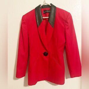 Bicci New York leather collar red blazer size 4